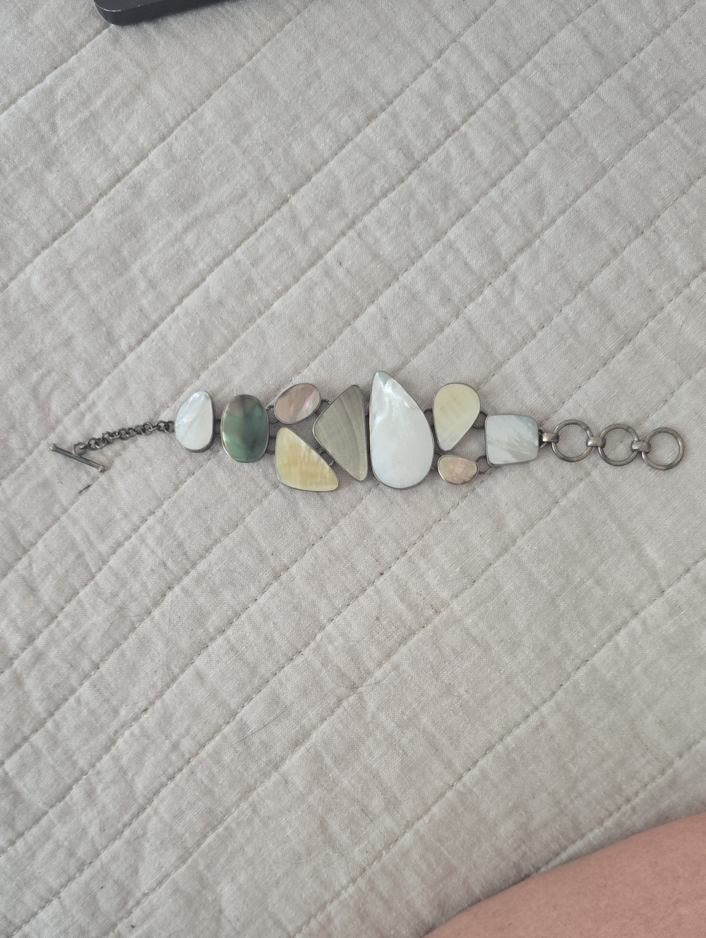 Multi-Tone Mother-of-Pearl Statement Bracelet - Women Jewelry